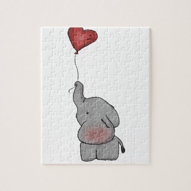 Elephant Holding Balloon Jigsaw Puzzle (Vertical)