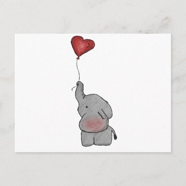 Elephant Holding Balloon Postcard (Front)