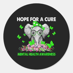 Elephant Hope For A Cure Mental Health Awareness _ Classic Round Sticker