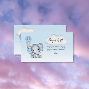 Elephant Hot Air Balloon Baby Boy Diaper Raffle Enclosure Card