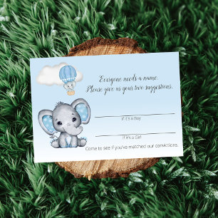 Elephant Hot Air Balloon Baby Boy Name Game Enclos Enclosure Card