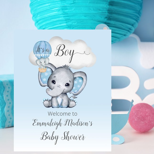 Elephant Hot Air Balloon Baby Boy Welcome Poster (Creator Uploaded)