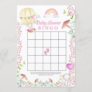 Elephant Hot Air Balloon Baby Shower Bingo Game Invitation