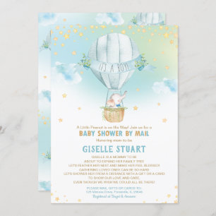 Elephant Hot Air Balloon Baby Shower by Mail Boy Invitation