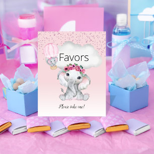 Elephant Hot Air Balloon Baby Shower Favours Poster