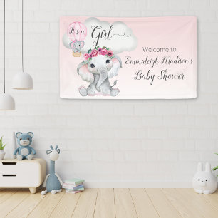 Elephant Hot Air Balloon Baby Shower Welcome Sign