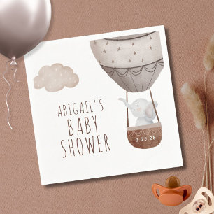 Elephant Hot Air Balloon Boho Baby Shower Napkin