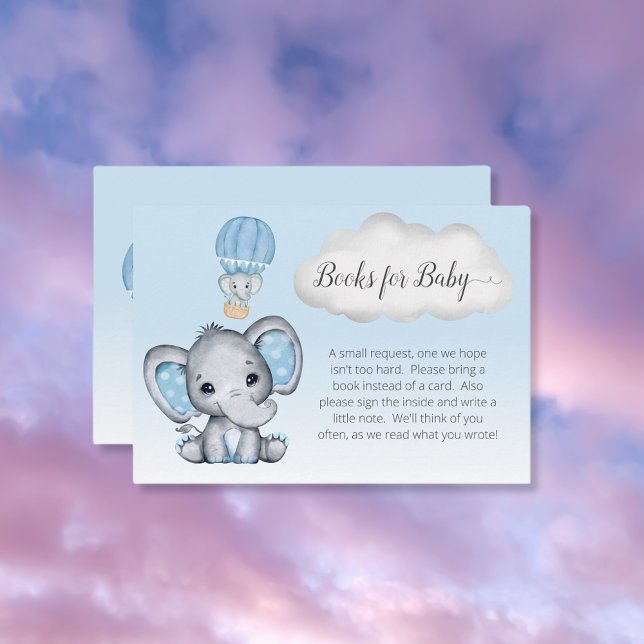 Elephant Hot Air Balloon Books for Baby Boy Enclosure Card (Creator Uploaded)