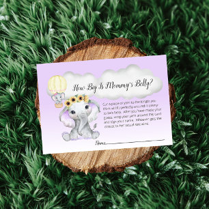 Elephant Hot Air Balloon Mum's Belly Size Purple Enclosure Card