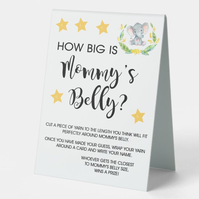 Elephant How Big is Mummy Belly Table Sign (Front)