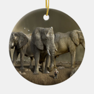 Elephant Hunter on Safari Ceramic Ornament