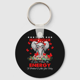 Elephant I Have Heart Disease Awareness Gifts  Key Ring