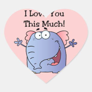 Elephant I Love You This Much Heart Sticker