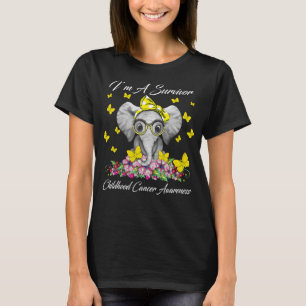 Elephant I’m A Survivor Childhood Cancer Awareness T-Shirt