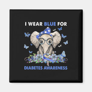 Elephant I Wear Blue For Diabetes Awareness Magnet
