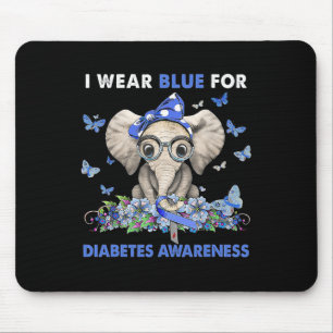 Elephant I Wear Blue For Diabetes Awareness Mouse Pad