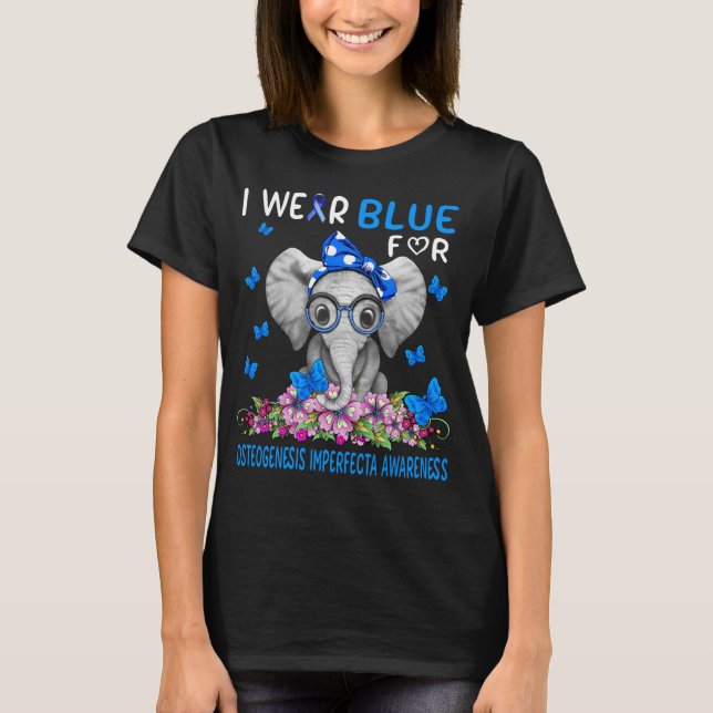 Elephant I Wear Blue For Osteogenesis Imperfecta  T-Shirt (Front)