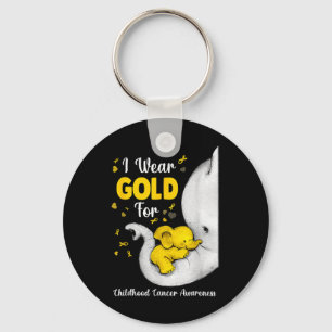 Elephant I Wear Gold Ribbon For Childhood Cancer A Key Ring