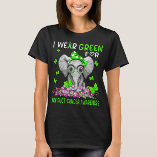 Elephant I Wear Green For Bile Duct Cancer  T-Shirt