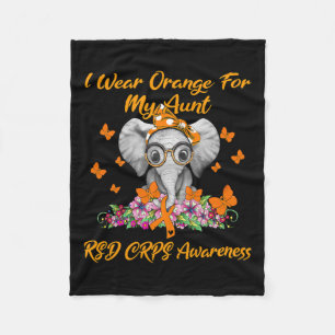 Elephant I Wear Orange For My Aunt Rsd Crps Awaren Fleece Blanket