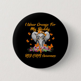Elephant I Wear Orange For My Daddy RSD CRPS Aware 6 Cm Round Badge