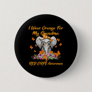Elephant I Wear Orange For My Grandma RSD CRPS Awa 6 Cm Round Badge