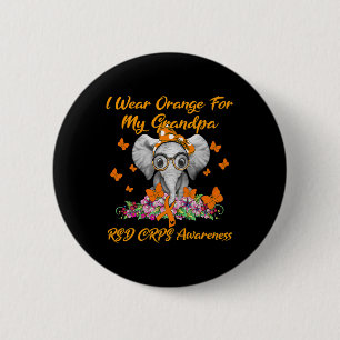 Elephant I Wear Orange For My Grandpa Rsd Crps Awa 6 Cm Round Badge
