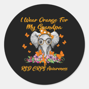 Elephant I Wear Orange For My Grandpa RSD CRPS Awa Classic Round Sticker