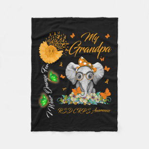 Elephant I Wear Orange For My Grandpa Rsd Crps Awa Fleece Blanket