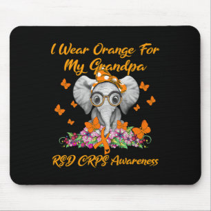 Elephant I Wear Orange For My Grandpa Rsd Crps Awa Mouse Pad