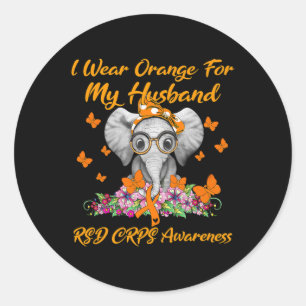 Elephant I Wear Orange For My Husband RSD CRPS Awa Classic Round Sticker