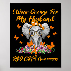 Elephant I Wear Orange For My Husband RSD CRPS Awa Poster