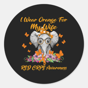 Elephant I Wear Orange For My Wife RSD CRPS Awaren Classic Round Sticker