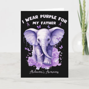 Elephant I Wear Purple For My Father Heimerheimer' Card