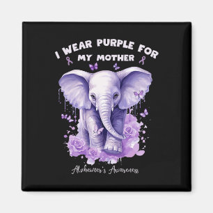 Elephant I Wear Purple For My Mother Heimerheimer' Magnet
