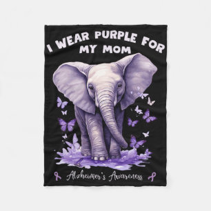 Elephant I Wear Purple For My Mum Heimerheimer's A Fleece Blanket