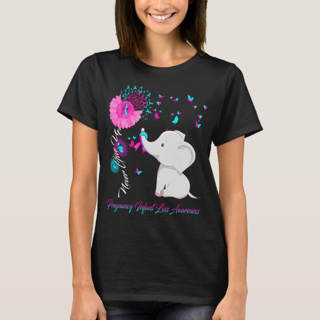 Elephant I Wear while ForPregnancy Infant Loss Awa T-Shirt (Front)