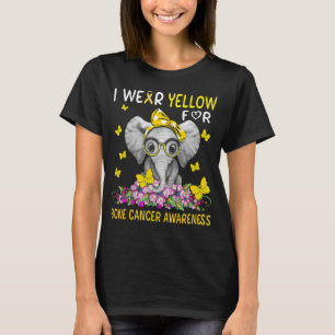 Elephant I Wear yellow For Bone Cancer Awareness T-Shirt