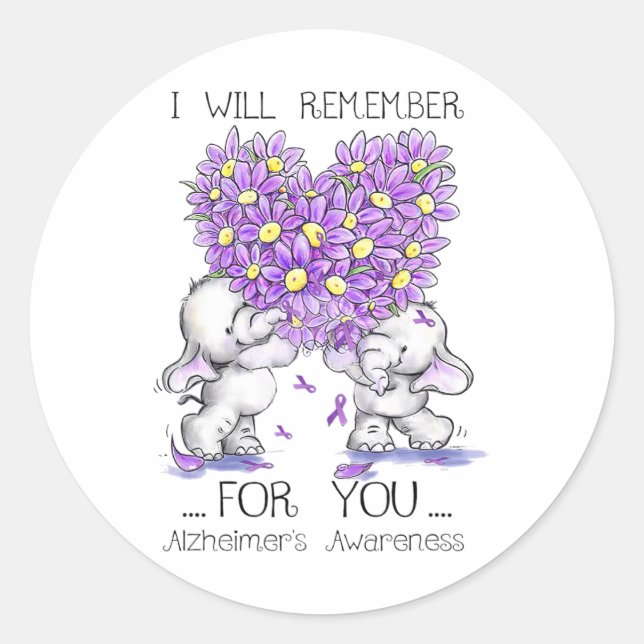Elephant I Will Remember For You Flower Heimerheim Classic Round Sticker (Front)