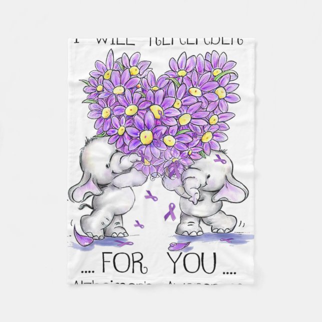 Elephant I Will Remember For You Flower Heimerheim Fleece Blanket (Front)