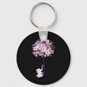 Elephant I Will Remember For You Purple Sunflower  Key Ring