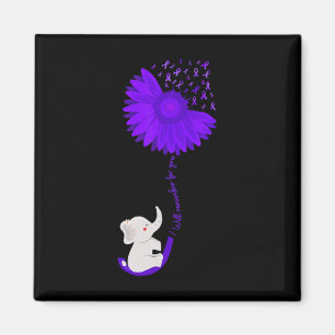 Elephant I Will Remember For You Purple Sunflower Magnet