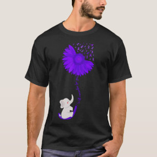 Elephant I Will Remember For You Purple Sunflower T-Shirt