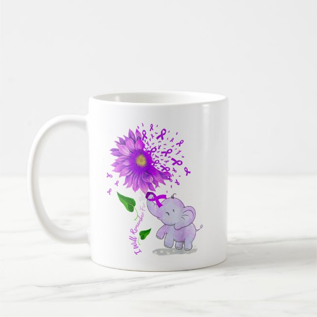 Elephant I Will Remember For You Sunflower Alzheim Coffee Mug (Left)