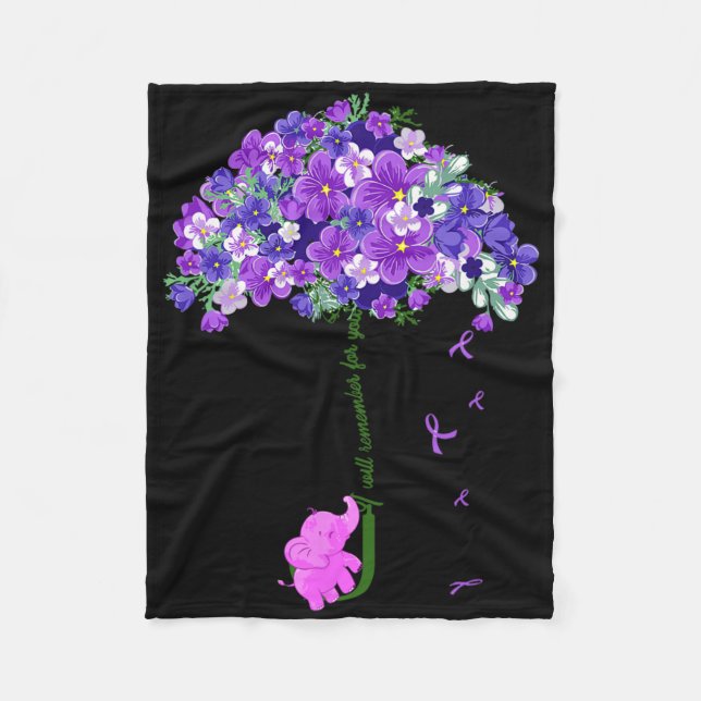 Elephant I Will Remember For You Sunflower Heimerh Fleece Blanket (Front)