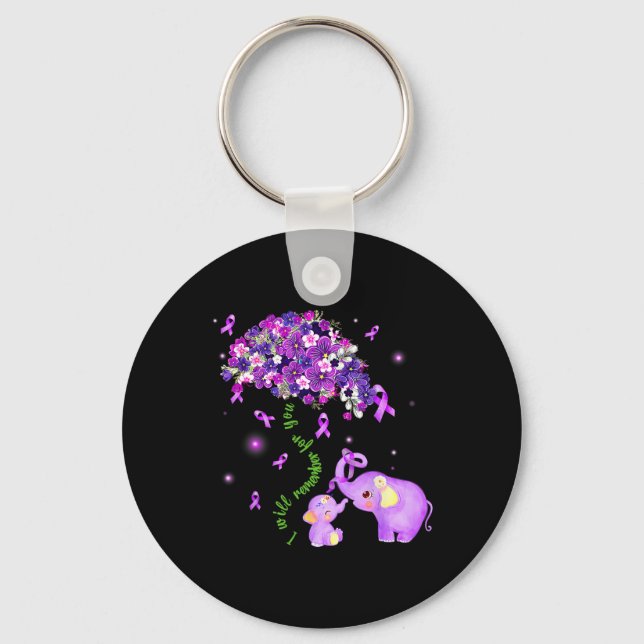 Elephant I Will Remember For You Sunflower Heimerh Key Ring (Front)