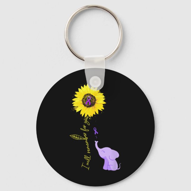 Elephant I Will Remember For You Yellow Sunflower  Key Ring (Front)