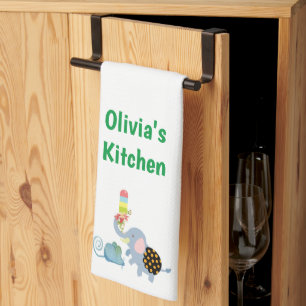 Elephant Ice Cream Floral Mouse Kitchen Hand Towel