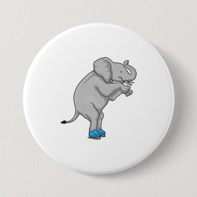 Elephant Ice skating Ice skates 7.5 Cm Round Badge (Front)