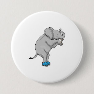 Elephant Ice skating Ice skates 7.5 Cm Round Badge